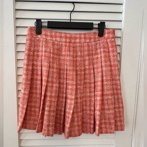 NWOT Zara Pleated Orange Tweed Skirt, Size Small